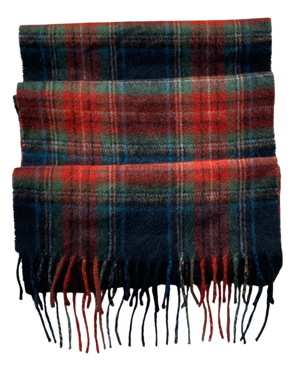 100% Cashmere Plaid Fringe Scarf
